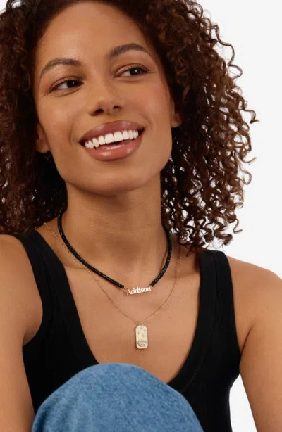 Athra Luxe Personalized Name Onyx Bead Necklace