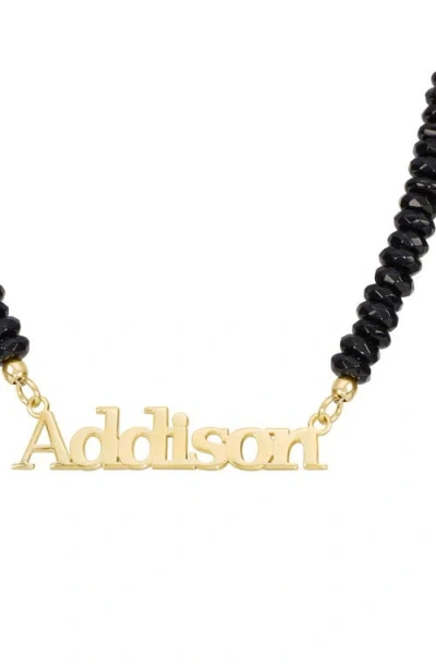 Athra Luxe Personalized Name Onyx Bead Necklace