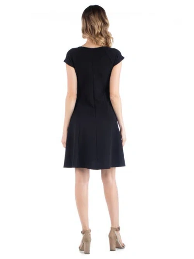 24seven Comfort Apparel Maternity Dress With Keyhole Neck In Black