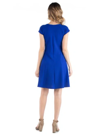 24seven Comfort Apparel Maternity Dress With Keyhole Neck In Blue