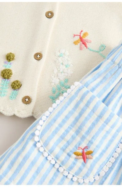 Next Kids' Floral Appliqué Vest & Stripe Shorts Set In Neutral