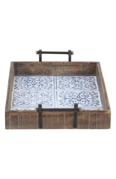 Uma Farmhouse Set Of 2 Wood Trays In Brown