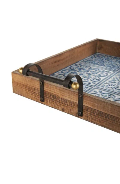 Uma Farmhouse Set Of 2 Wood Trays In Brown