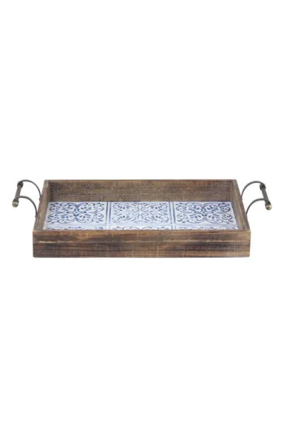 Uma Farmhouse Set Of 2 Wood Trays In Brown