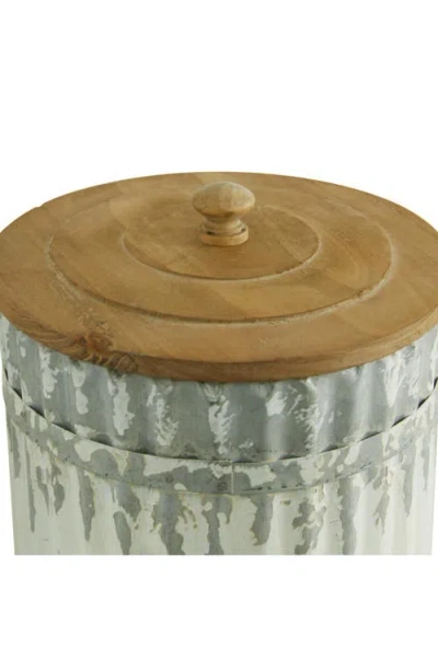 Uma Farmhouse Set Of 3 Metal Canisters In Gray