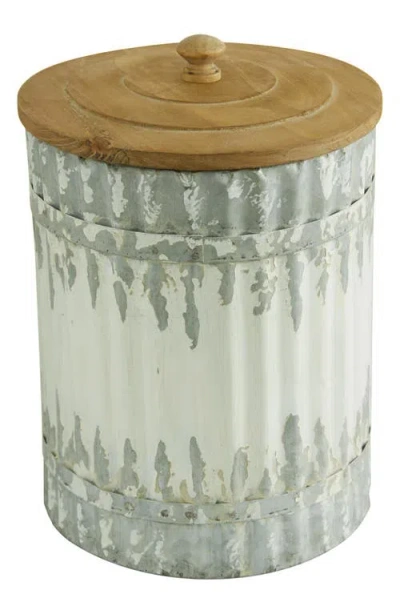 Uma Farmhouse Set Of 3 Metal Canisters In Gray