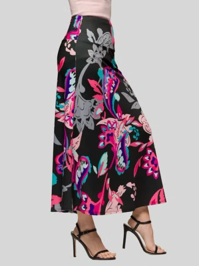 24seven Comfort Apparel Paisley Elastic Waist A-line Maxi Skirt In Multi