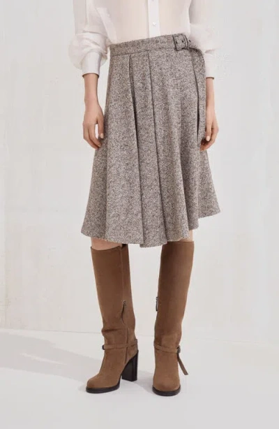 Brunello Cucinelli Kilt Midi Skirt In Neutral