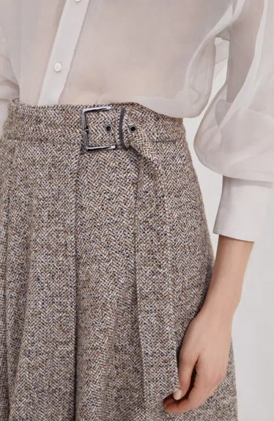 Brunello Cucinelli Kilt Midi Skirt In Neutral