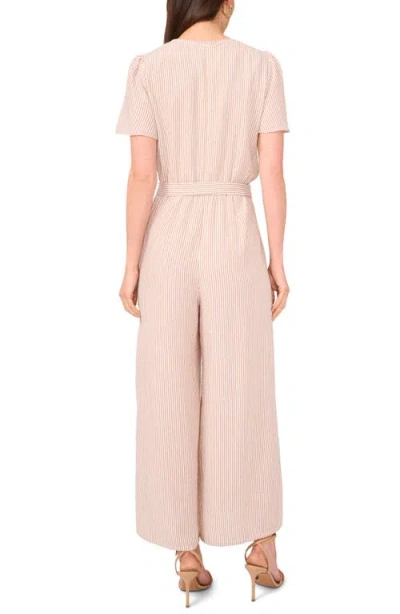 Vince Camuto Tie Waist Wide Leg Jumpsuit In Neutral