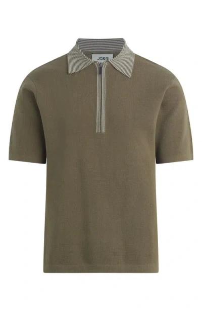 Joe's Retro Quarter Zip Polo In Green