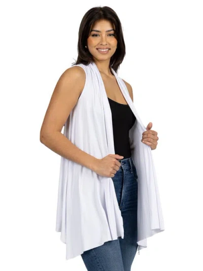 24seven Comfort Apparel Plus Size Asymmetric Open Front Cardigan Sweater In White