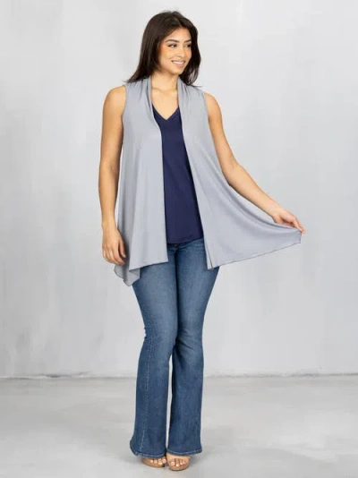 24seven Comfort Apparel Draped Open Front Sleeveless Cardigan Vest In Brown