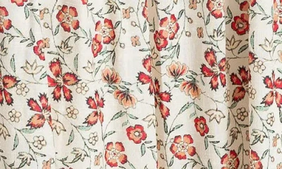 Max Studio Floral Wreath Print Tiered Cotton Blend Maxi Skirt