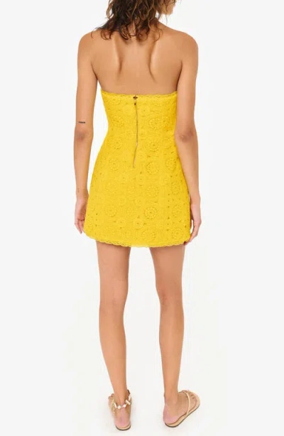 Cami Nyc Yareli Strapless Lace Trim Minidress In Yellow