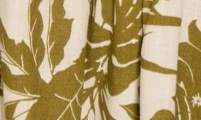 Renee C Leaf Print Smocked Peplum Camisole In Green