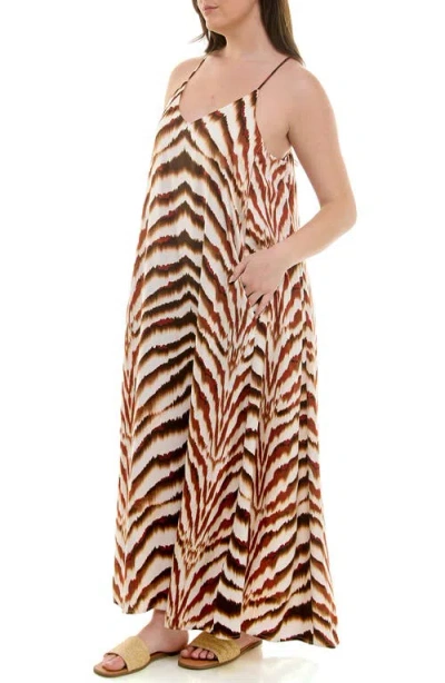 Nicole Miller Print Maxi Slipdress In Animal Print