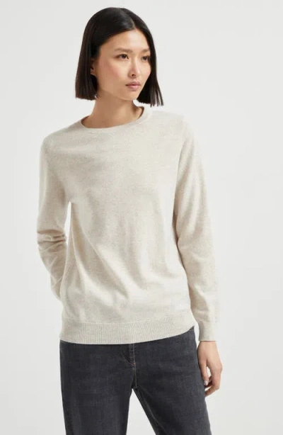 Brunello Cucinelli Round-collar And Long-sleeved Sweater In Gray