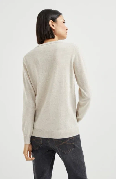 Brunello Cucinelli Round-collar And Long-sleeved Sweater In Gray