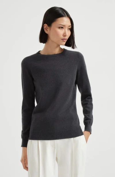 Brunello Cucinelli Long-sleeved Cashmere-knit Top In Black