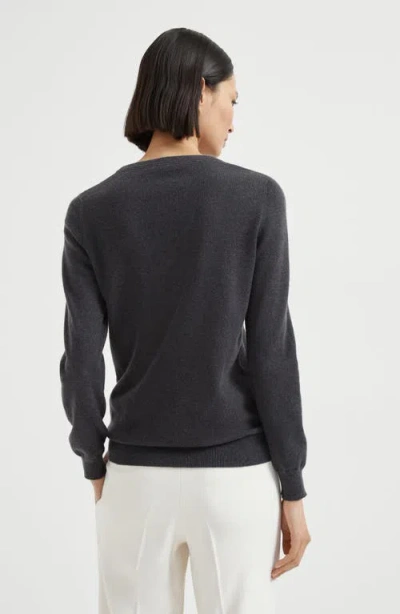 Brunello Cucinelli Long-sleeved Cashmere-knit Top In Black