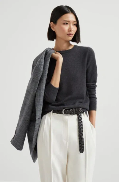 Brunello Cucinelli Long-sleeved Cashmere-knit Top In Black