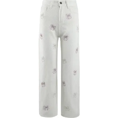 Lola + The Boys Girls' Crystal Rainbow Bow Studded Jeans - Little Kid, Big Kid In Neutral