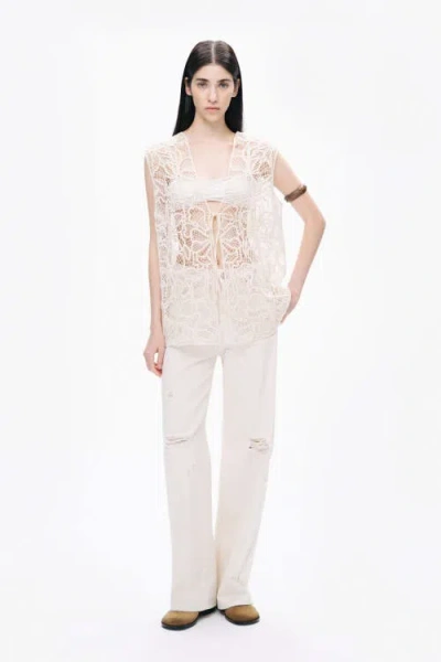 Nocturne Floral Embroidered Detailed Vest In White