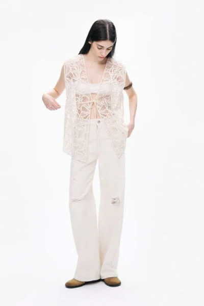 Nocturne Floral Embroidered Detailed Vest In White