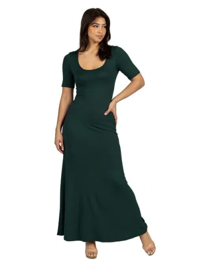24seven Comfort Apparel Maternity Casual Maxi Dress With Sleeves In Green