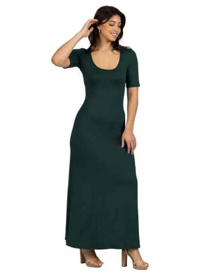 24seven Comfort Apparel Maternity Casual Maxi Dress With Sleeves In Green