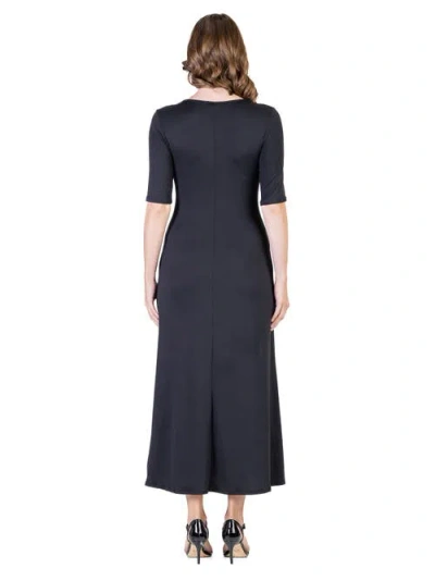 24seven Comfort Apparel Casual Maxi Dress With Sleeves In Multi