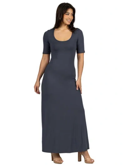 24seven Comfort Apparel Casual Maxi Dress With Sleeves In Multi
