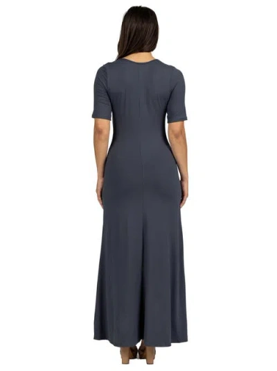 24seven Comfort Apparel Casual Maxi Dress With Sleeves In Multi