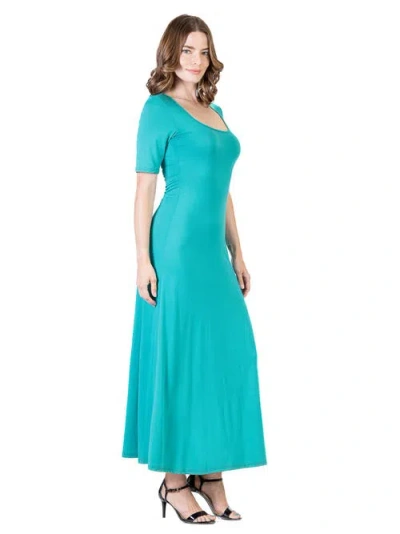 24seven Comfort Apparel Casual Maxi Dress With Sleeves In Multi