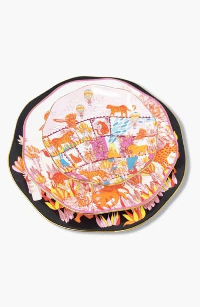 Jessie Zhao New York Travel Around World Bone China Plates, Set Of Three In Multi