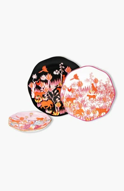 Jessie Zhao New York Travel Around World Bone China Plates, Set Of Three In Multi