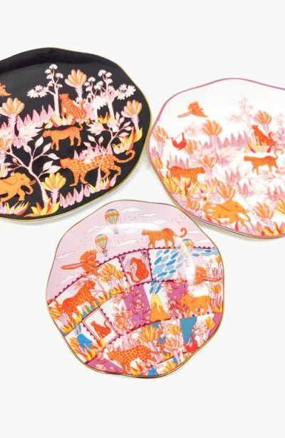 Jessie Zhao New York Travel Around World Bone China Plates, Set Of Three In Multi