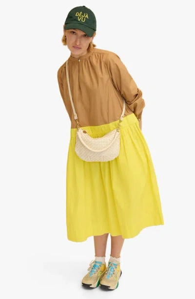 Clare V Petit Moyen Messenger Woven Leather Checker Crossbody