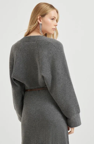 Brunello Cucinelli Double Knit Shrug In Gray