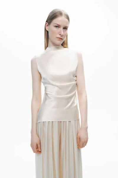 Nocturne Draped Open-back Detail Blouse In Neutral