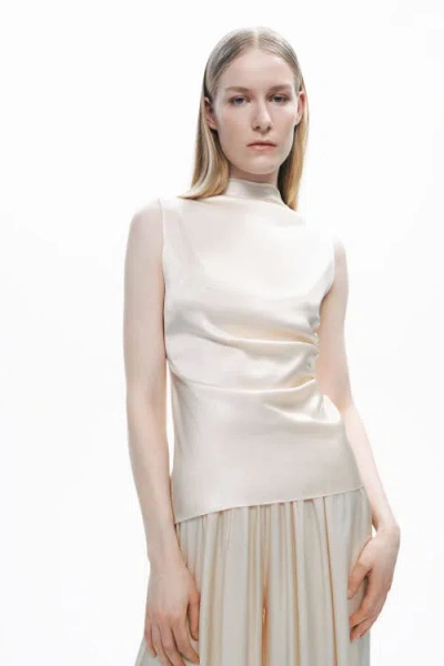Nocturne Draped Open-back Detail Blouse In Neutral