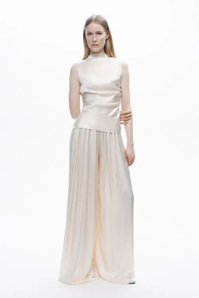Nocturne Draped Open-back Detail Blouse In Neutral