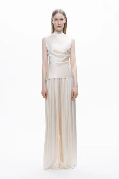 Nocturne Draped Open-back Detail Blouse In Neutral