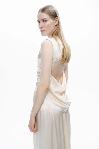 Nocturne Draped Open-back Detail Blouse In Neutral