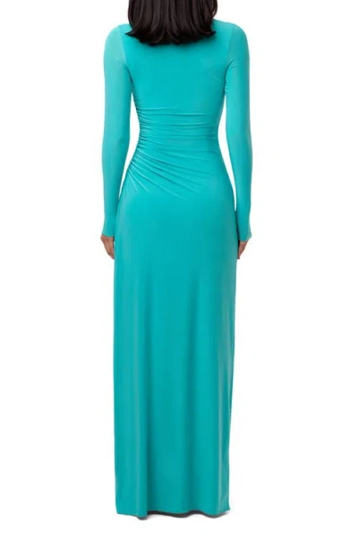 Naked Wardrobe Overlay Long Sleeve Body-con Maxi Dress In Blue
