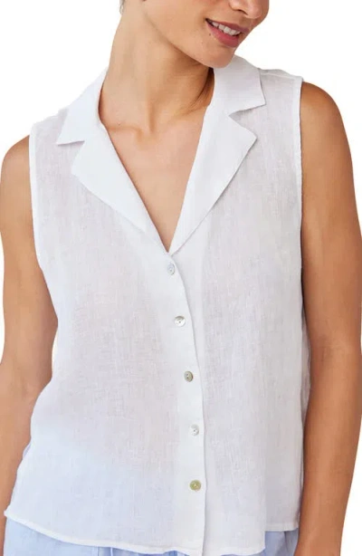 Bella Dahl Sleeveless Linen Button-up Shirt In White