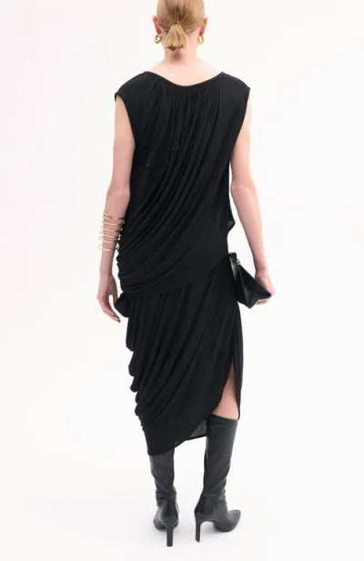 Co Draped Jersey Top In Black