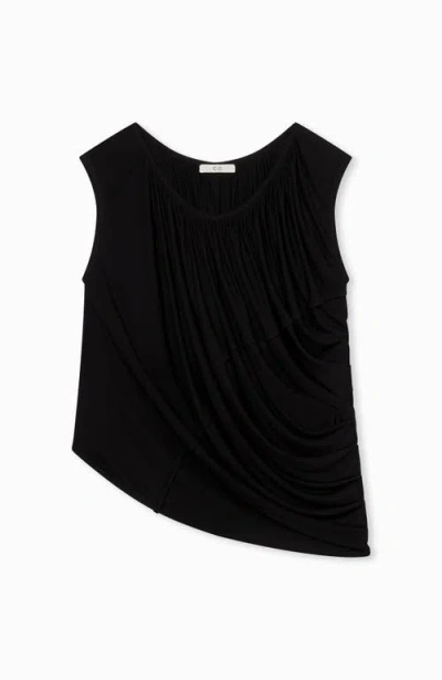 Co Draped Jersey Top In Black