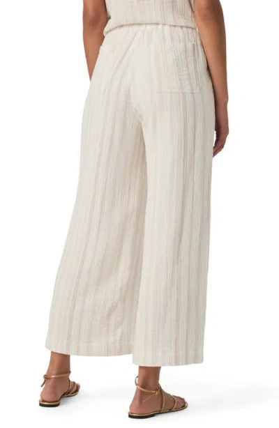 Splendid Kit Stripe Cotton Gauze Crop Wide Leg Pants In White